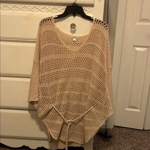 Garnet Hill Beige Crochet Top- Size Medium